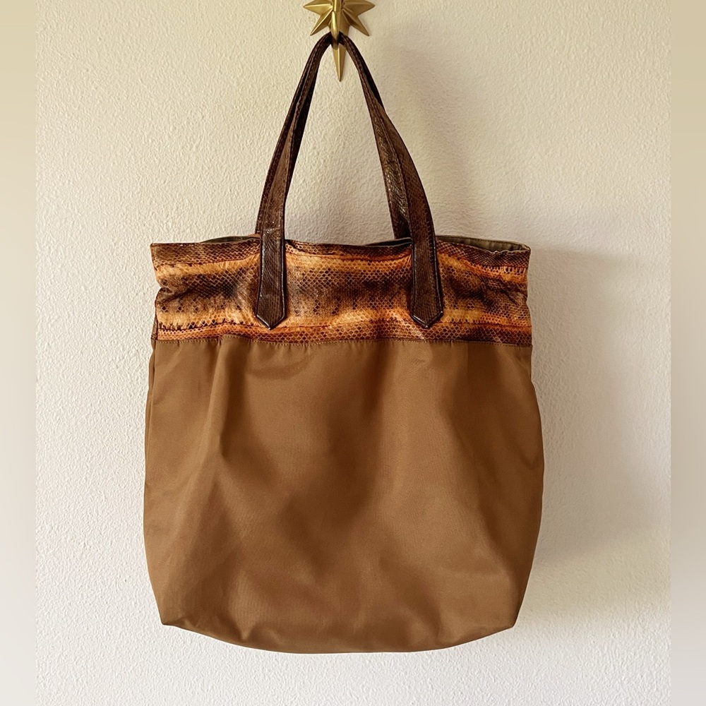 Beirn Snakeskin Patterned Nylon Tote Bag Flawed